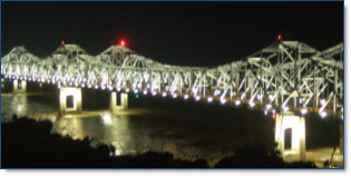 Lighting of the MS River bridges in Natchez, MS