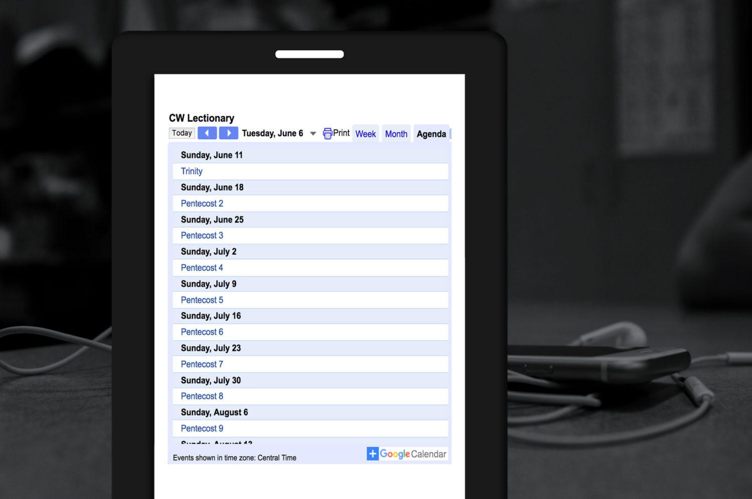 Christian Worship Lectionary for Google Calendar WELSTech