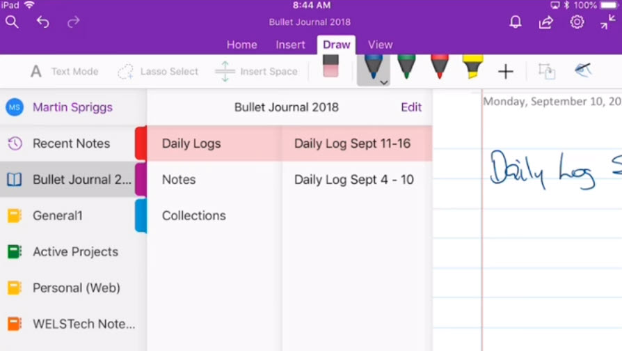 how to use onenote as a journal